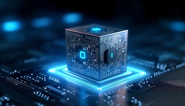 Ai processor chip of cube technology artificial intelligence learnability concept Generative ai