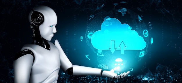 AI robot using cloud computing technology to store data on online server