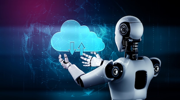 AI robot using cloud computing technology to store data on online server