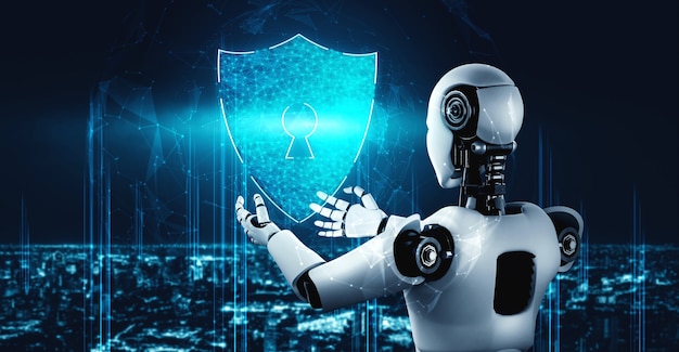 AI robot using cyber security to protect information privacy