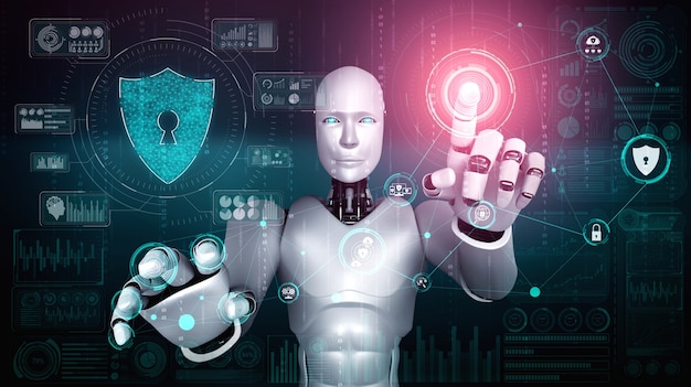 AI robot using cyber security to protect information privacy