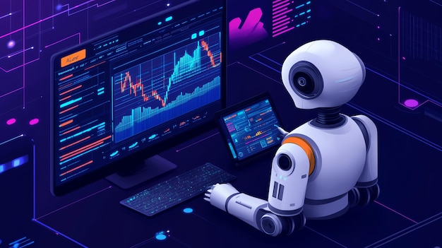 AI Robot Working on Stock Market Data