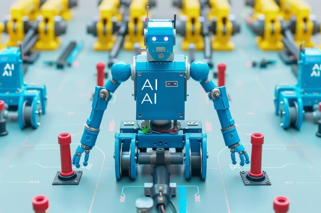 AI robotic assembly line showcasing advanced artificial intelligence technology innovative manufa