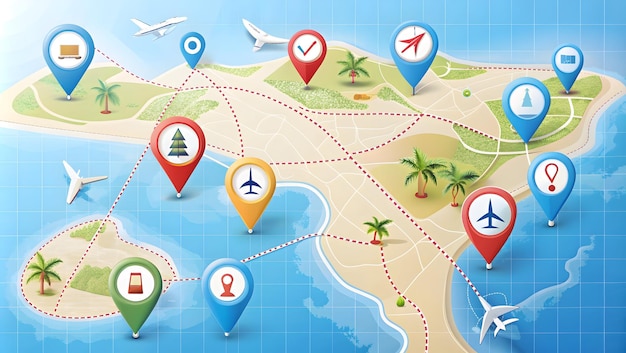 Photo ai route planner and holiday destination concept image representing ai technology in travel route