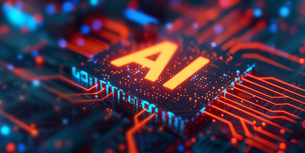 AI technology chip on electronic board