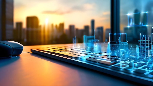 ai technology future world keyboard on table