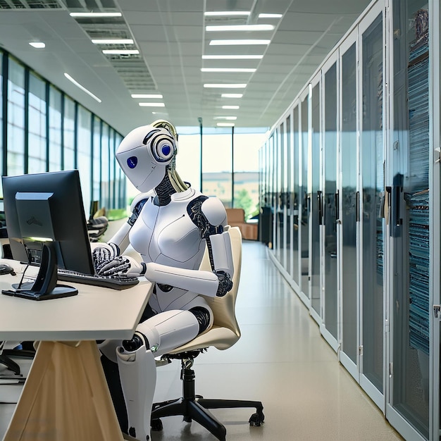 Ai Technology stock image robot in office free had image free download