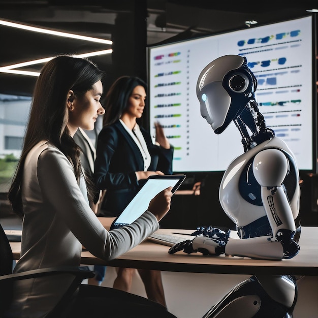 Ai Technology stock image robot in office free had image free download