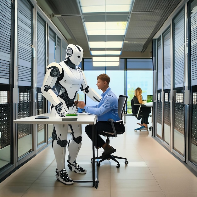 Ai Technology stock image robot in office free had image free download