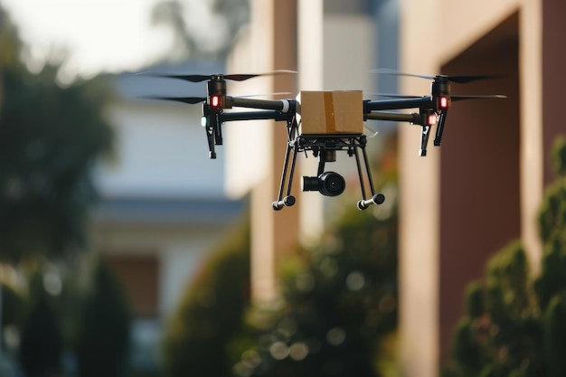 AIcontrolled drones delivering packages for online shopping AI generated