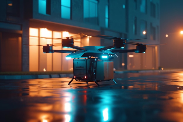 AIcontrolled drones delivering packages for online shopping AI generated