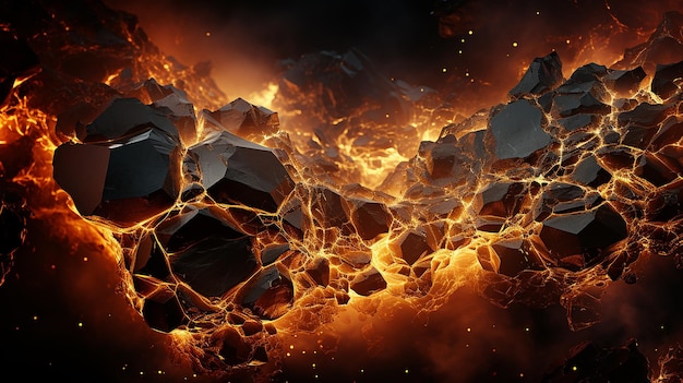 AICrafted Golden Lava Landscape