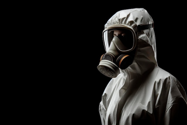 An aid worker in protective gear combating infectious disease outbreaks in challenging environments