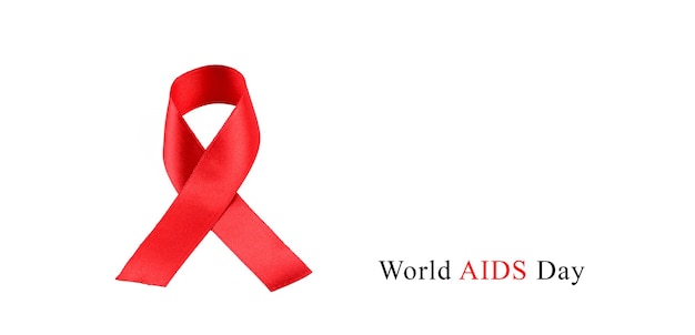 Aids Awareness Red Ribbon on white background.