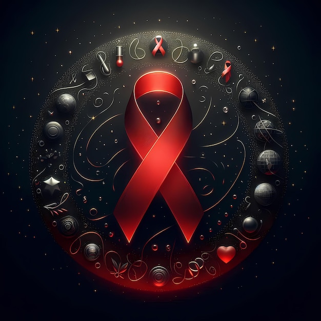 AIDS awareness ribbon on black background