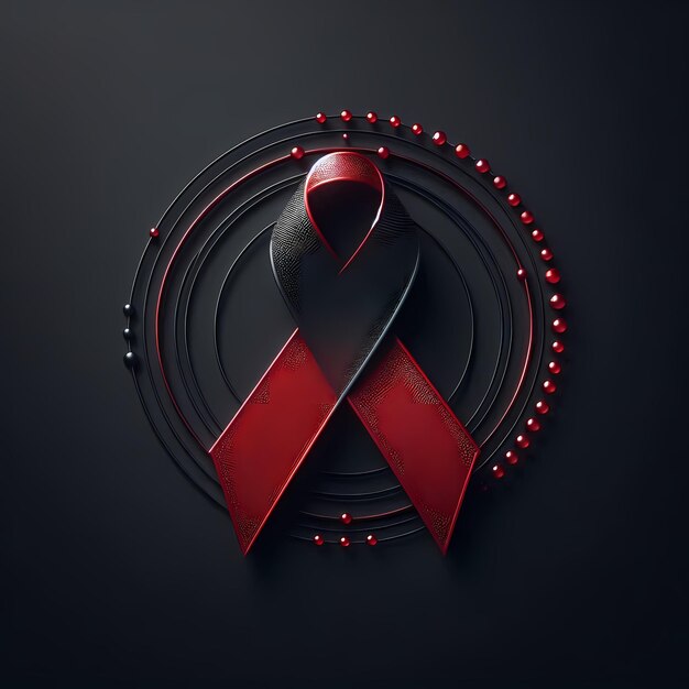 AIDS awareness ribbon on black background