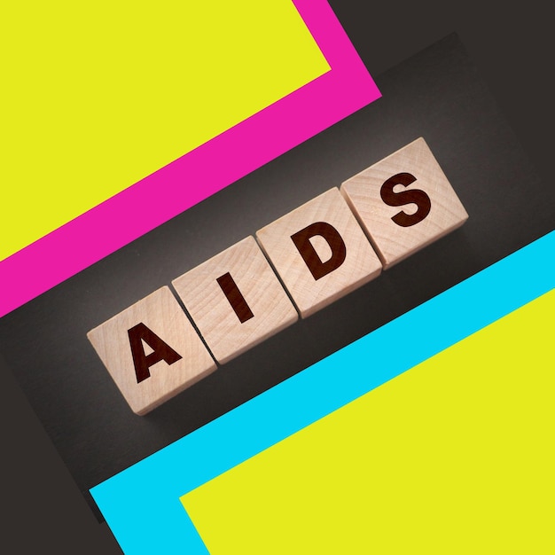 AIDS letters on wooden cubes STD sexually transmitted diseases