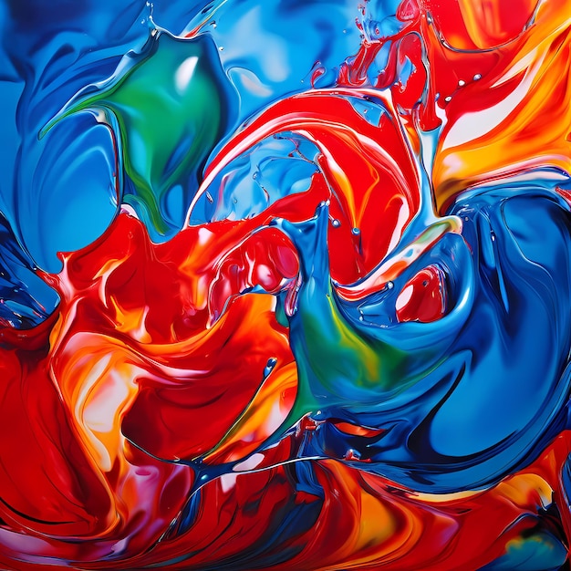 AIGenerated Abstract Painting with Polygons Lines and Liquid Effects