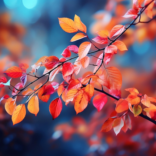 AIGenerated Artistry A Captivating Autumnal Tree Branch in Vibrant 74 Aspect Ratio