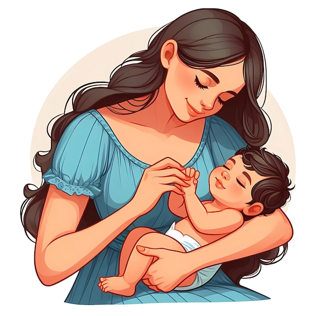 AIgenerated Illustration of the baby cuddling in his mothers arms