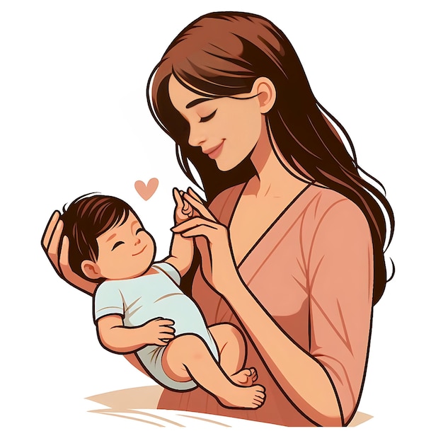 AIgenerated Illustration of the baby cuddling in his mothers arms