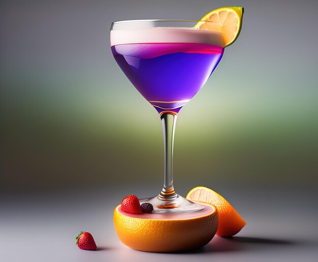 Aigenerated illustrations of colorful iced alcohol cocktail