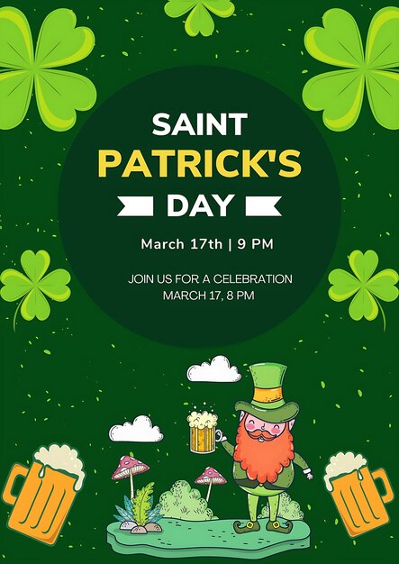 Photo aigenerated image of st patricks day celebration poster