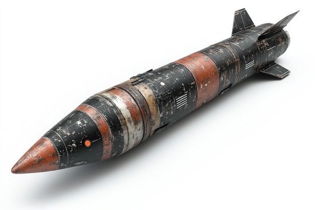 Photo aigenerated missile on white background advanced technology and modern warfare in focus