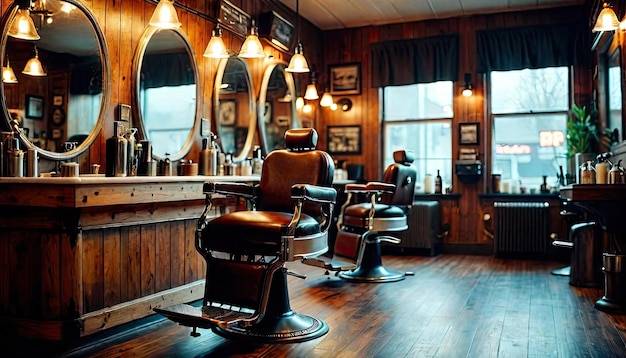 AIGenerated Modern Barber Shop Cozy and Stylish Atmosphere