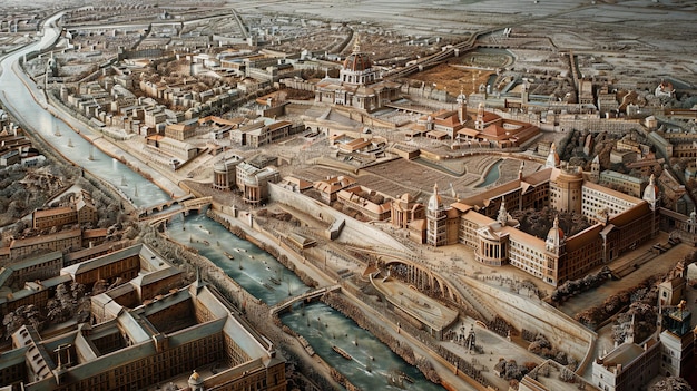 The AIgenerated photo is a realistic and detailed model of a European city in the 17th century