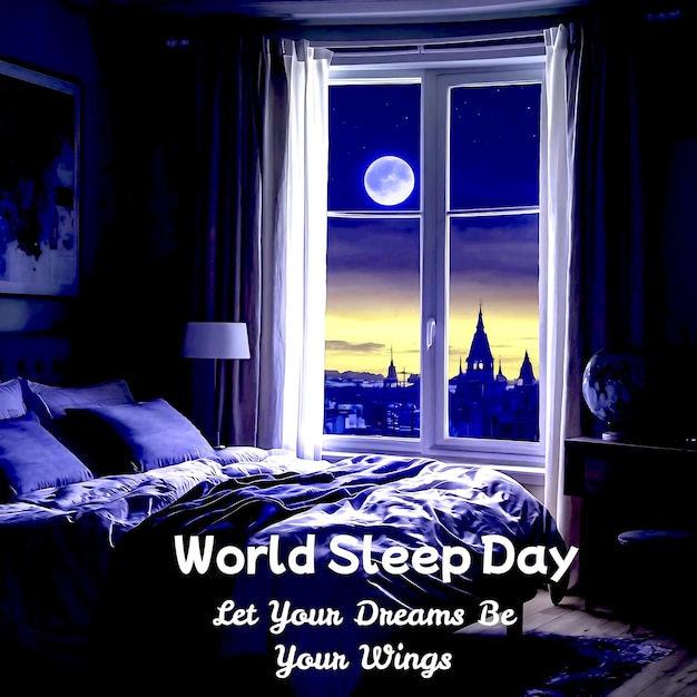 AIgenerated realistic image of World Sleep Day celebration poster template