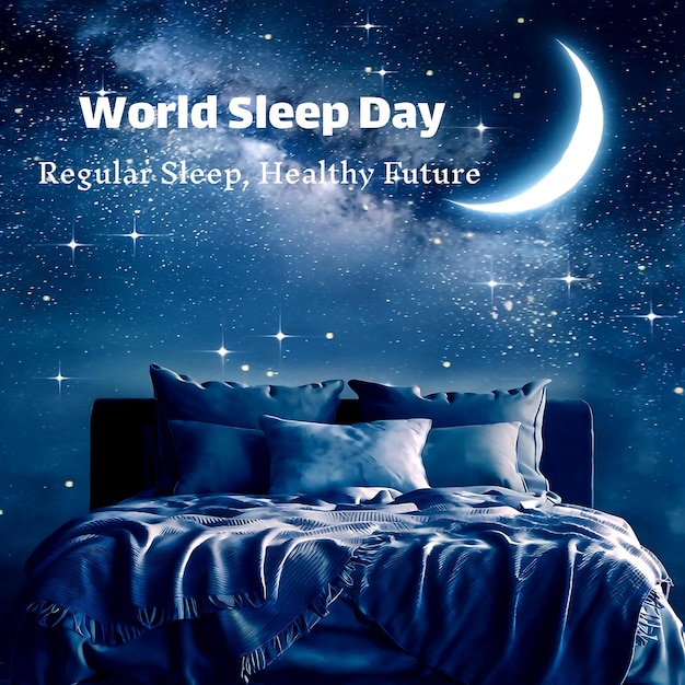 Photo aigenerated realistic image of world sleep day celebration poster template