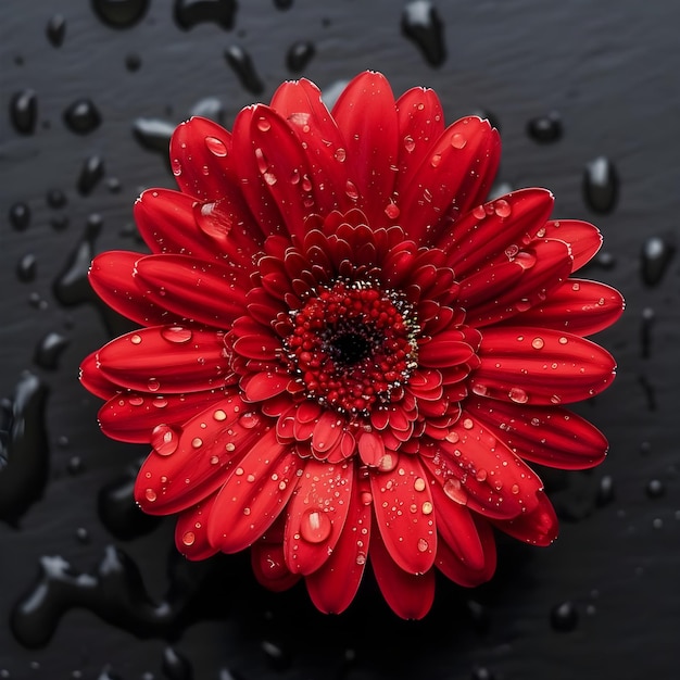 AIgenerated red hibiscus flower on black backdrop