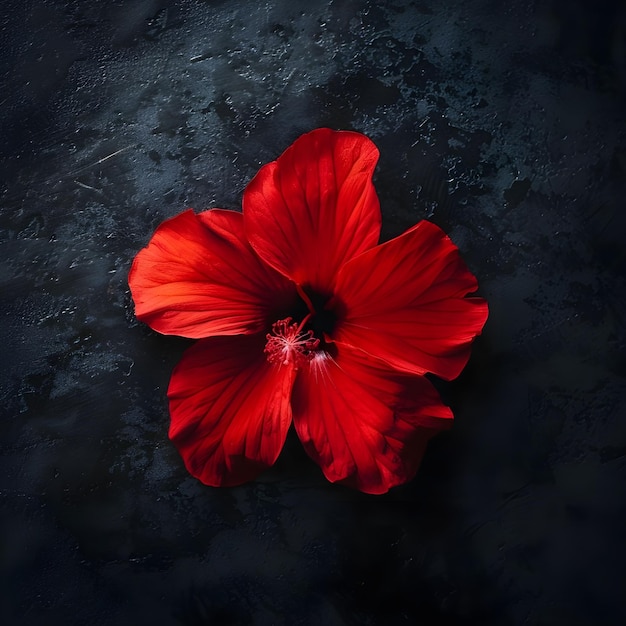 AIgenerated red hibiscus flower on black backdrop