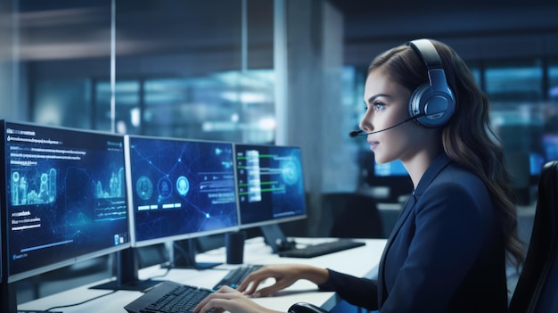 An AIpowered customer support chatbot collaborates with human agents in a busy call center