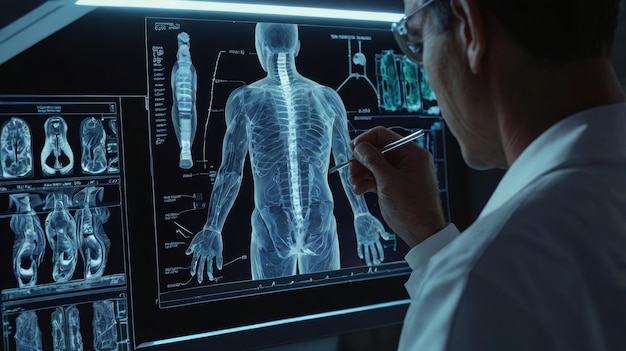 AIPowered Diagnosis Doctor Reviews Holographic Human Anatomy Scan