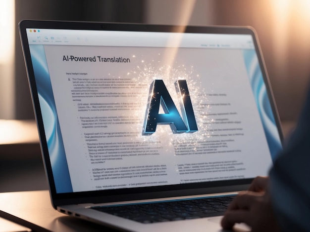 AIPowered Translation Software on a Laptop Computer Screen