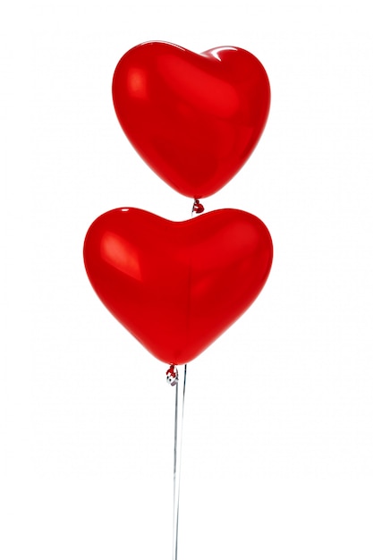 Air Balloons. Bunch of red heart shaped foil balloons