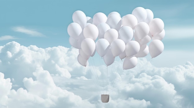 Air balloons flying on sky generative AI