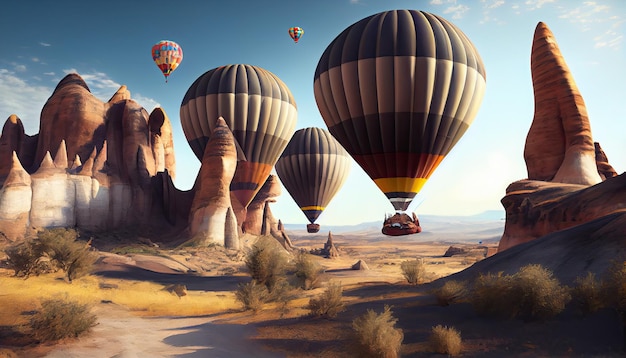 Air balloons turkey cappadocia vacation World Tourism Day 27th September AI Generated