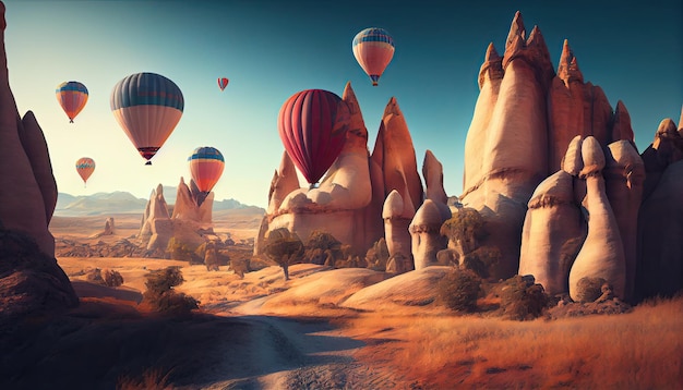 Air balloons turkey cappadocia vacation World Tourism Day 27th September AI Generated