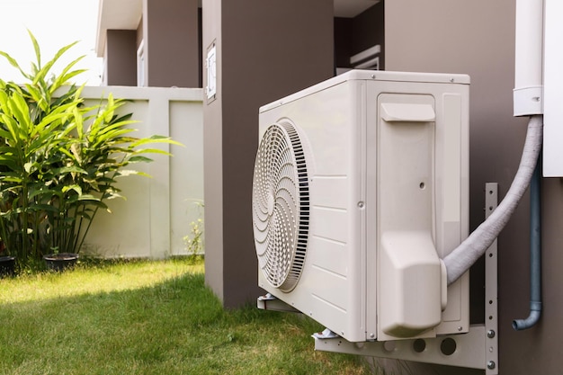 Air conditioner compressor outdoor unit installed outside the house