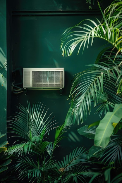 Air Conditioner on Green Wall