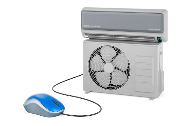 Air conditioner with computer mouse 3D rendering