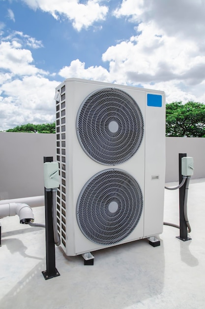 Air conditioning HVAC on the roof of an industrial building.