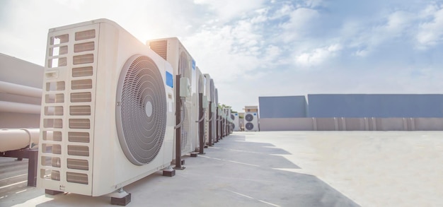 Air conditioning HVAC on the roof of an industrial building