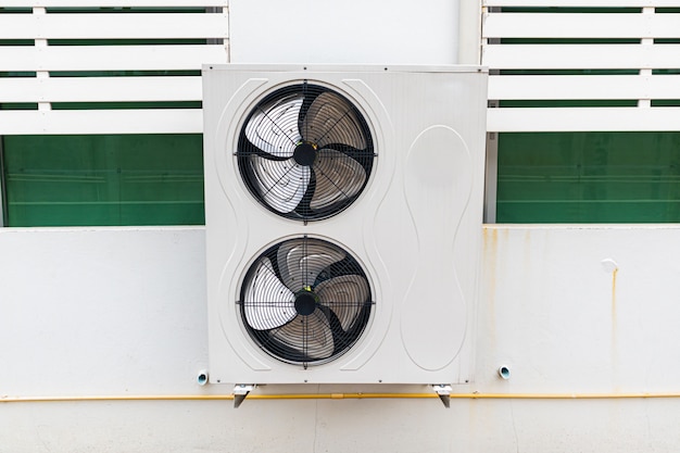 Air conditioning systems installed on the walls of the exterior building