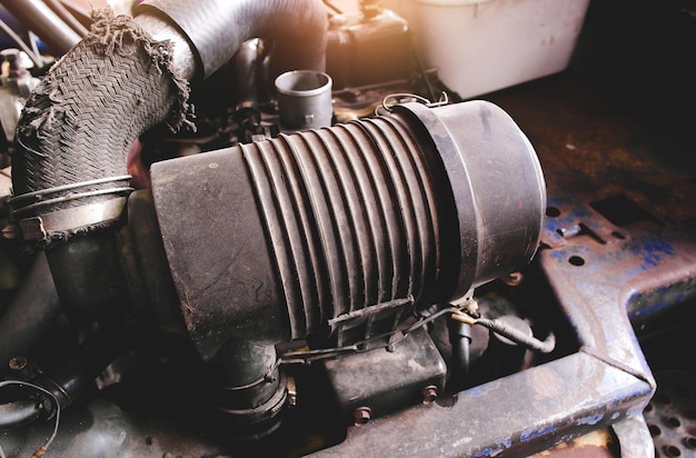 Air filter box of the forklift engine in a engine compartment