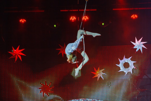 Air gymnast performances in the circus.