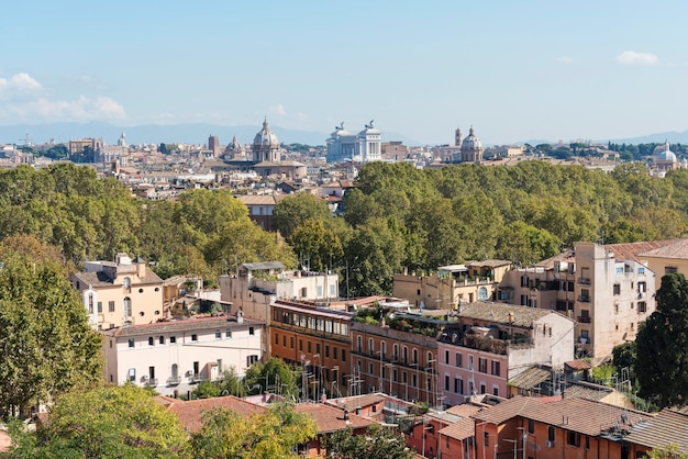 Air panoramic cityscape of Rome the roofs of houses